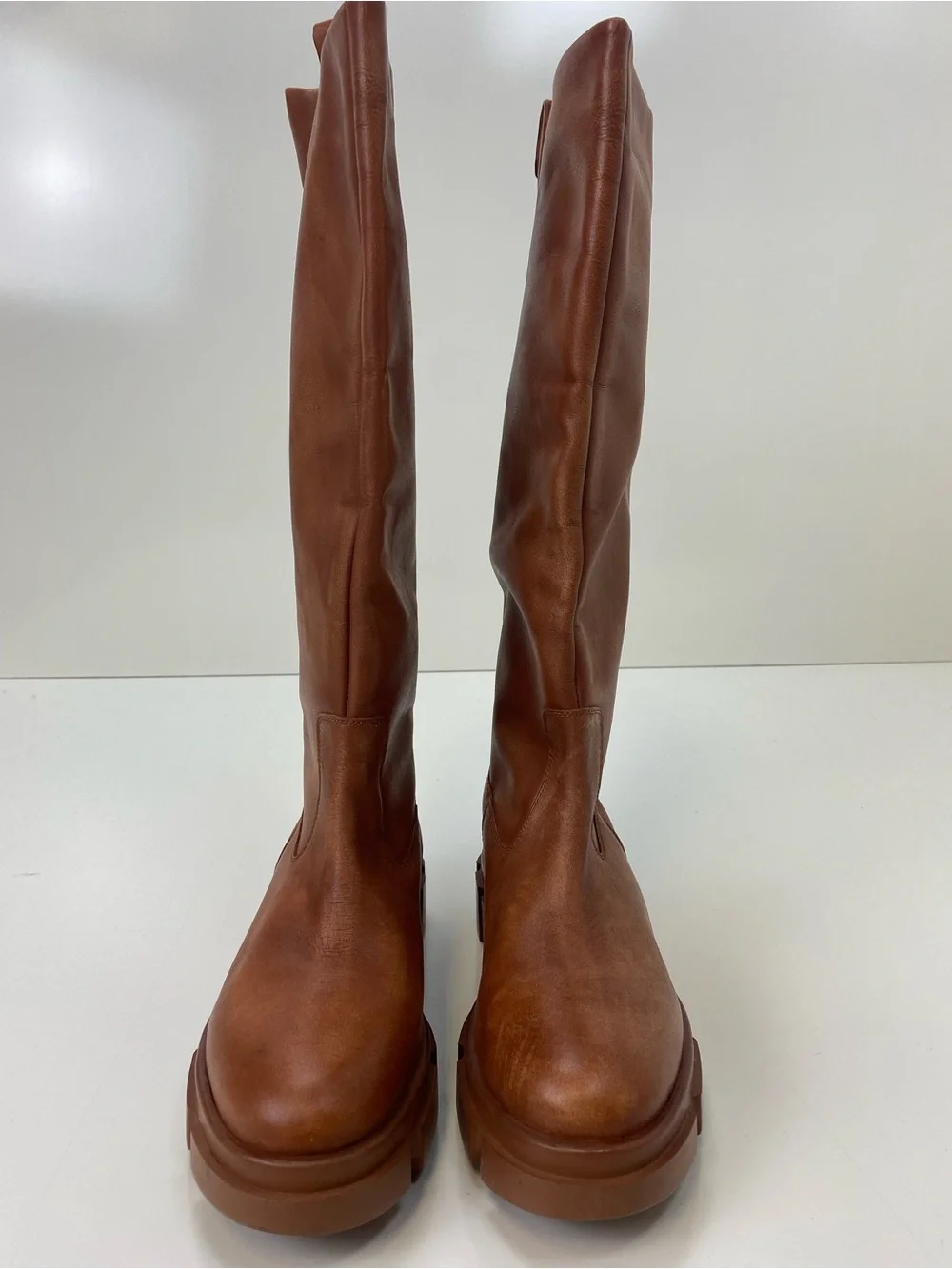 Free People Tall Chunky Lug-Sole Over-the-Knee Boots - Cognac Brown
